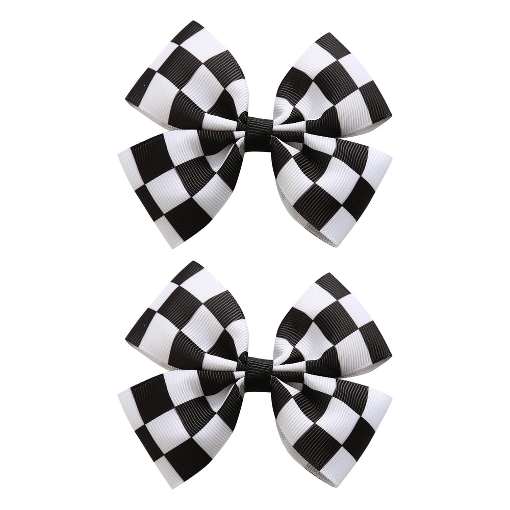 Lazo JiaDuo con cuadros negros y blancos de 4 pulgadas, ideal para peinados elegantes.