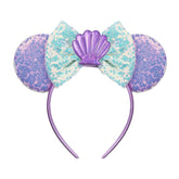 Diadema JIAHANG con orejas de ratón y lazo de lentejuelas, ideal para fiestas.