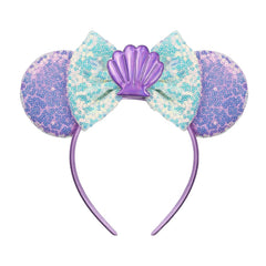 Diadema JIAHANG con orejas de ratón y lazo de lentejuelas, ideal para fiestas.