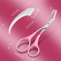JIAKAI eyebrow scissors with comb in pink, smooth non-slip grip