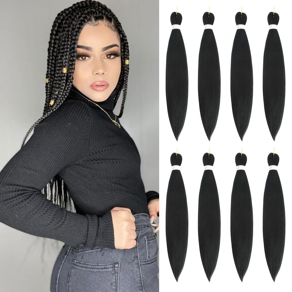 JIEANYAN braiding hair pre-stretched 24inch front view, natural yaki texture for box braids