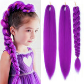 JIEANYAN purple braiding hair close-up showing pre stretched yaki texture for natural look.
