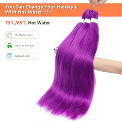 JIEANYAN purple braiding hair hot water setting demo for quick styles.