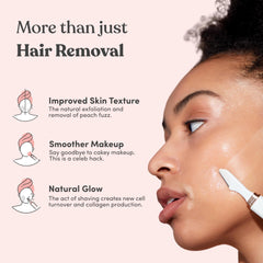 Jill Dermaplane in-use on the cheek showing dermaplaning technique.