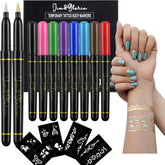 Jim&Gloria tatuajes temporales en oro, brillo para fiestas y looks festivos