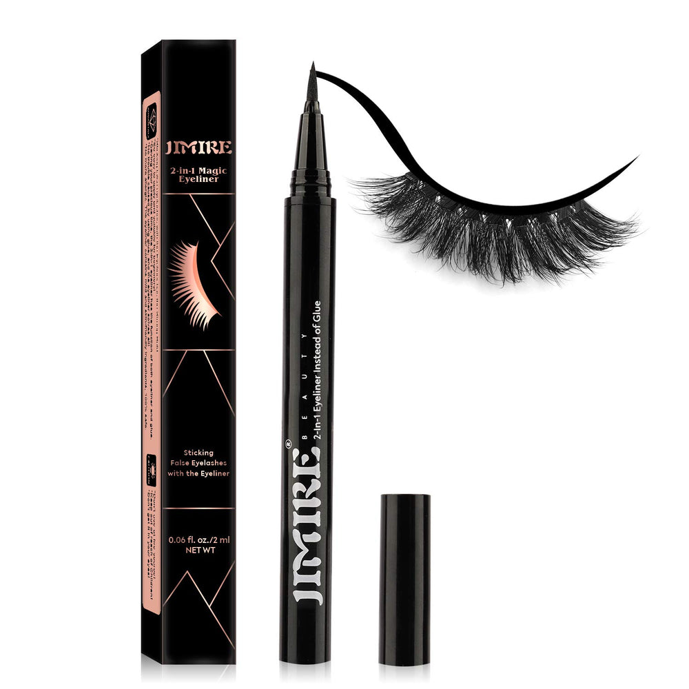 JIMIRE 2-in-1 Eyeliner bottle and wand for glue-free lash applications.