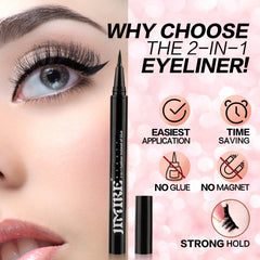 Close-up of JIMIRE 2-in-1 Eyeliner brush-tip for precise lash lines.
