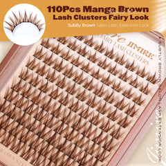 JIMIRE brown lash clusters offer featherlight fluffiness and weightless volume for a bright gaze