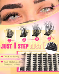 Jimire pre-glued lashes for easy, glue-free application without extra tools.