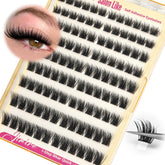 JIMIRE self-adhesive eyelashes wispy clusters 10-16mm for quick, mess-free application.