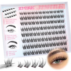 JIMIRE self-adhesive eyelashes wispy clusters 8-14mm shown for easy application.