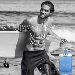 Jimmy Choo Man Aqua label detail showcases premium craftsmanship and notes