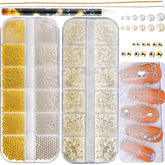 JINJINANV Chloe: cuentas caviar doradas para uñas con brillo intenso