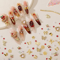 JINJINANV cerezas brillantes para uñas con estilo coqueta.