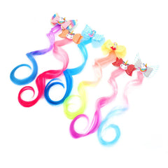 JIUSERLU glitter bow hair clip highlighting colorful ombre strands for sparkly everyday wear