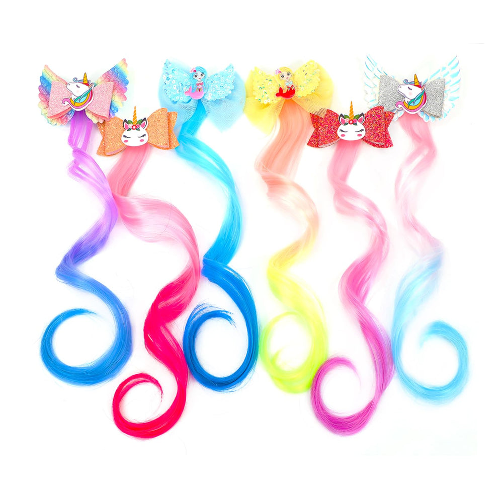 JIUSERLU unicorn hair clip with purple-pink ombre extensions for a playful party look