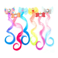 JIUSERLU unicorn hair clip with purple-pink ombre extensions for a playful party look