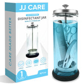 JJ CARE Disinfectant Jar 42oz front view shows clear glass for salon hygiene