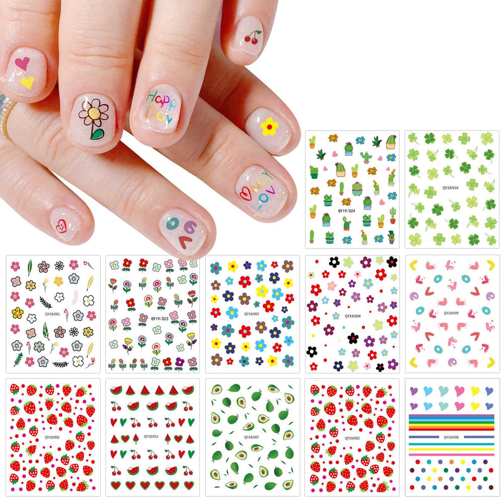 JMEOWIO pegatinas arcoíris y flores para uñas divertidas y fáciles de aplicar