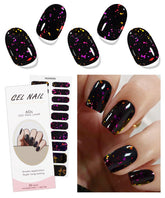 JMEOWIO pegatinas gel uñas purpura rojo negro con acabado semicurado