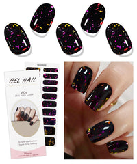 JMEOWIO pegatinas gel uñas purpura rojo negro con acabado semicurado