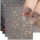 JMEOWIO pegatinas luna-estrella para uñas, aplicación rápida y duradera