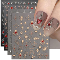 JMEOWIO pegatinas luna-estrella para uñas, aplicación rápida y duradera