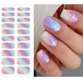 Calcomanías de uñas JMEOWIO arcoíris glitter para un look brillante y duradero.
