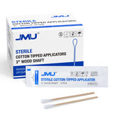 JMU sterile cotton tipped applicator, 3-inch length, for precise application.