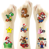 JMYUJX cartoon Mario tattoo sheet closeup, ideal party favors for kids' celebrations.