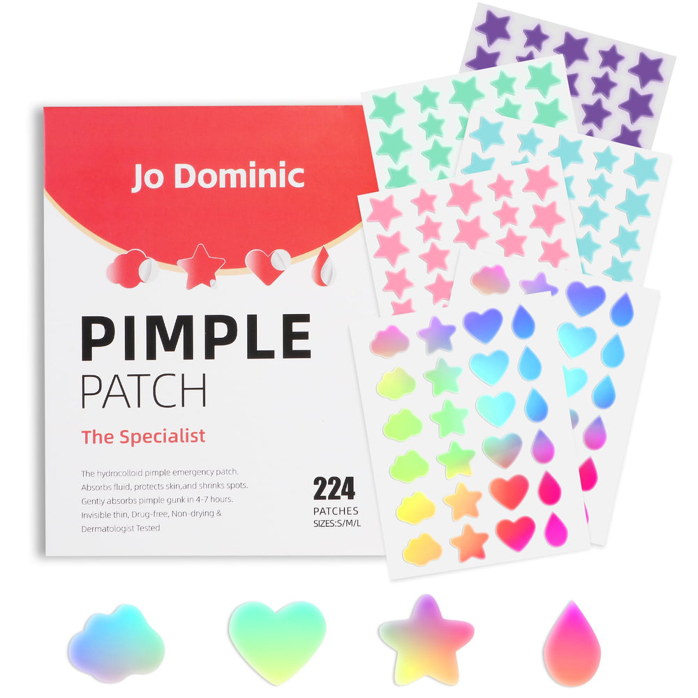 Jo Dominic Stars Blue patch—colorful, breathable blemish coverage for daytime wear.