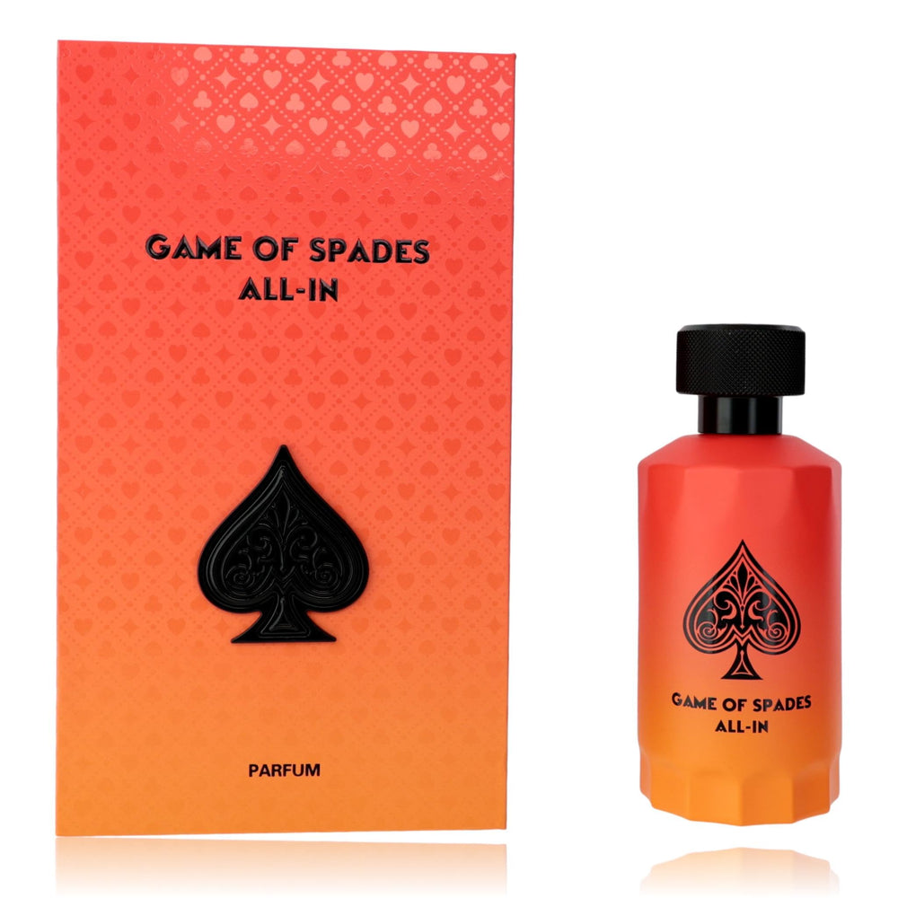 Jo Milano Paris Game of Spades bottle front reveals a long-lasting unisex fragrance.