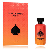 Jo Milano Paris Game of Spades bottle front reveals a long-lasting unisex fragrance.