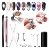 JODSONE cat eye magnet set with 3-in-1 cylinder for versatile nail art effects.