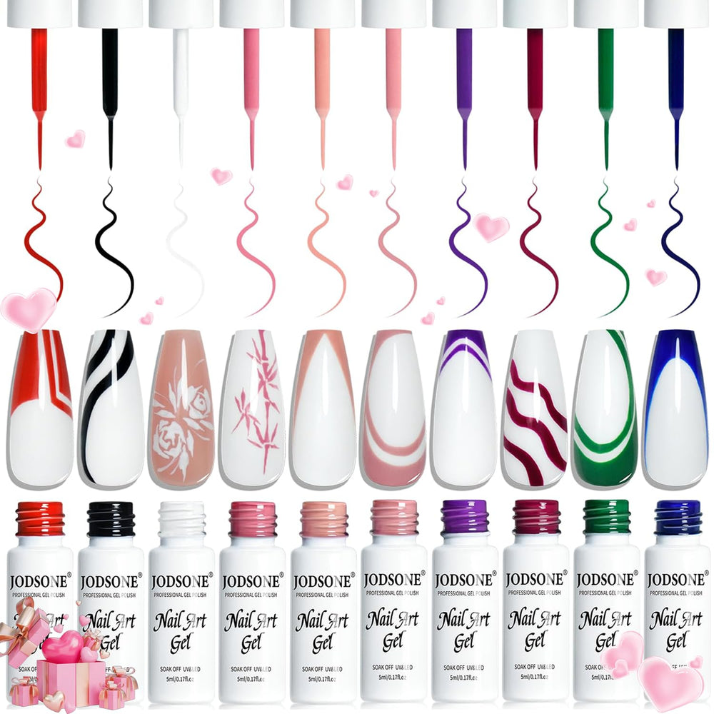 Delineadores de gel JODSONE, trazos finos para precisión en uñas.