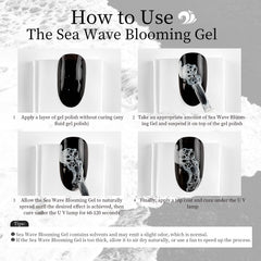 JODSONE ocean-inspired contrast between white waves and gel base for bold nail art.