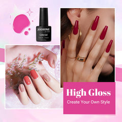 Esmalte gel destellos rojo de JODSONE para uñas vibrantes.