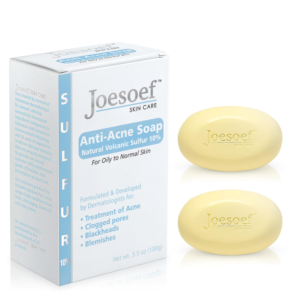JOESOEF SKIN CARE sulfur soap acne bar image highlights deep cleansing