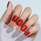 Jofay Fashion red cat-eye press-on nails with square tips for salon-like results