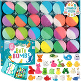 JOFEI 24-pack kids bath bombs in a colorful gift box, ideal for Easter baskets