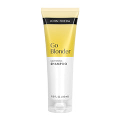 John Frieda Champú Aclarador para Rubias, botella visible para brillo suave.