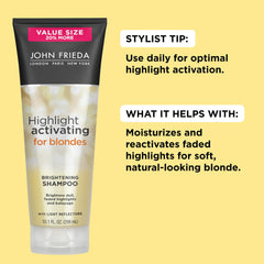 John Frieda Champú iluminador para rubios, vitamina C realza tonos.