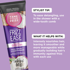 John Frieda Frizz Ease Beyond Smooth, aceite de coco, nutre las fibras capilares.