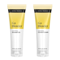 John Frieda Go Blonder shampoo bottle highlights citrus blend for gradual blonde brightening
