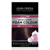 John Frieda Precision Foam Colour 4R bottle shows mess-free application benefits