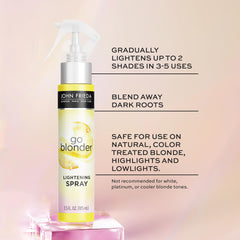 Luz natural realza el efecto del spray aclarador en rubio suave.
