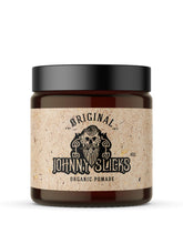 Johnny Slicks oil-based pomade front jar shows the original formula for healthier hair.