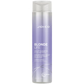 Joico Blonde Life Violet Shampoo bottle shows sleek design and brassy-tone neutralizing potential