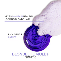 Joico Blonde Life Violet Shampoo rich lather cushions hair during cleansing