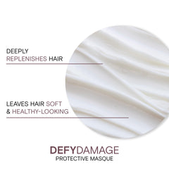 Joico Defy Damage Masque en cabello durante la aplicación ofrece distribución uniforme.